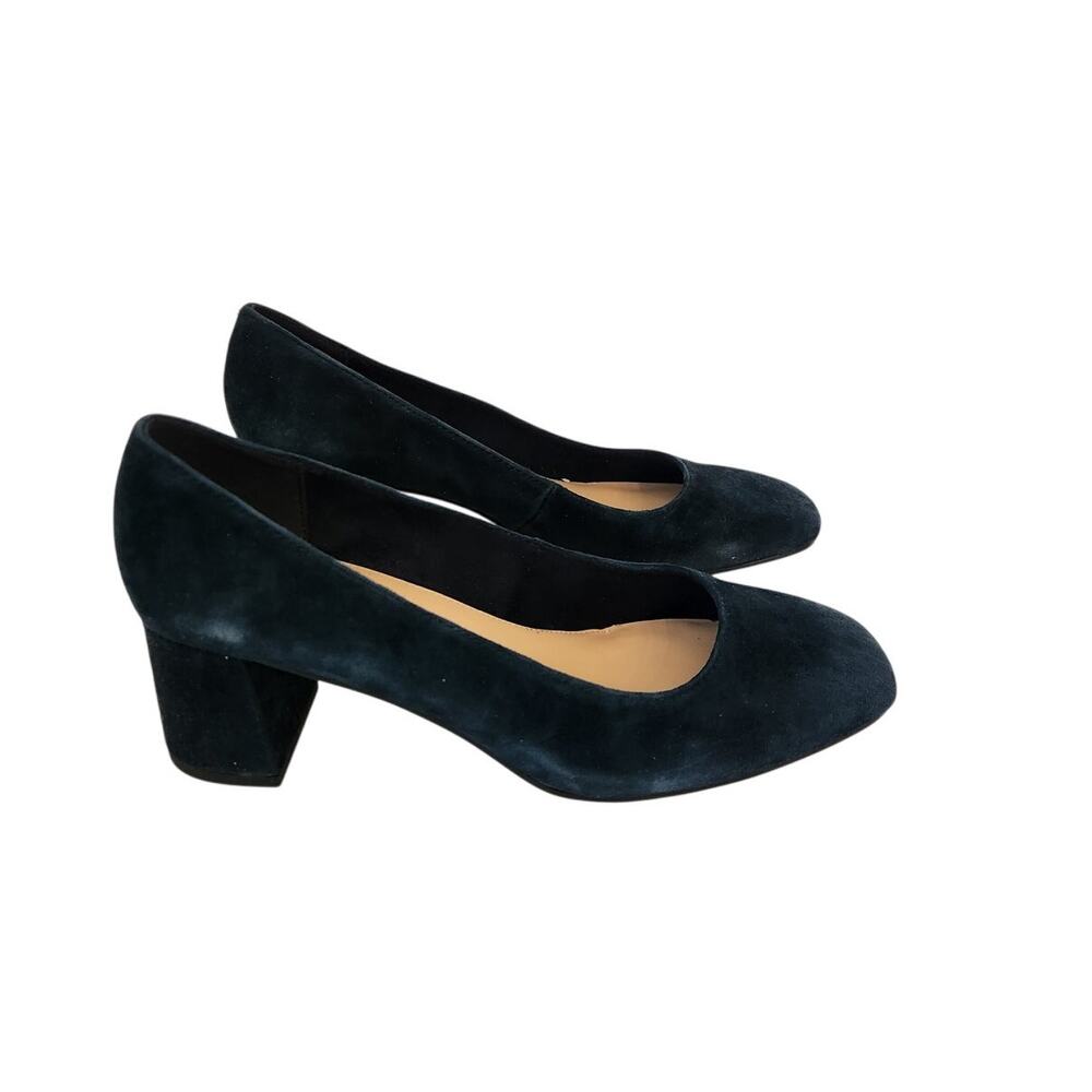 New Bella Vita Jillian Women's Block Heel Square Toe Navy Suede Pumps 8.5M